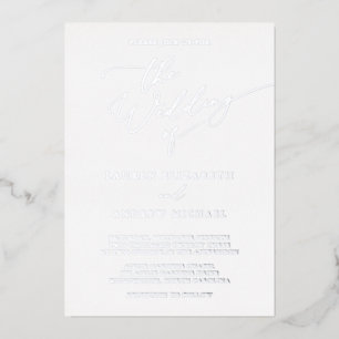 Silberne und weiße Folie Minimalistische Hochzeit Folieneinladung