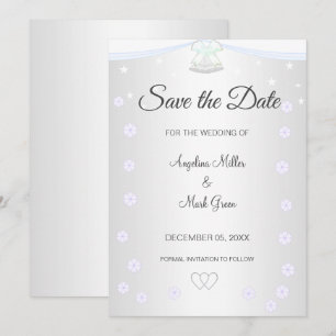 Silberne und weiße Hochzeit Save-the-Date-Einladun Karte
