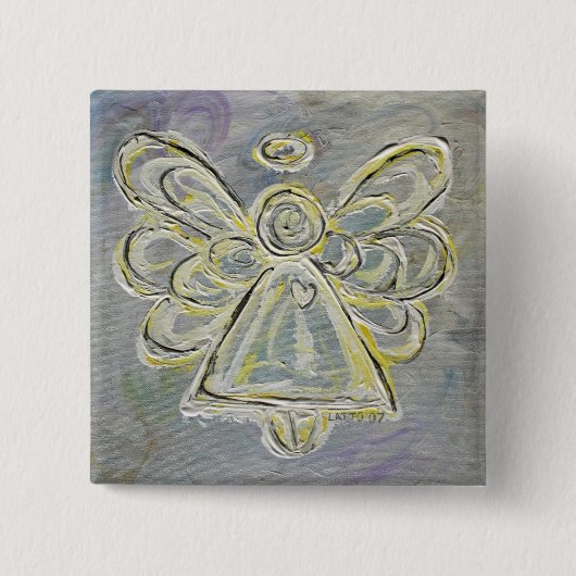 Silberne und weiße Licht-Engel-Knöpfe oder -Anstec Button (Vorderseite)