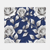 Silberne und weiße Rosen Fleecedecke (Vorderseite (Horizontal))
