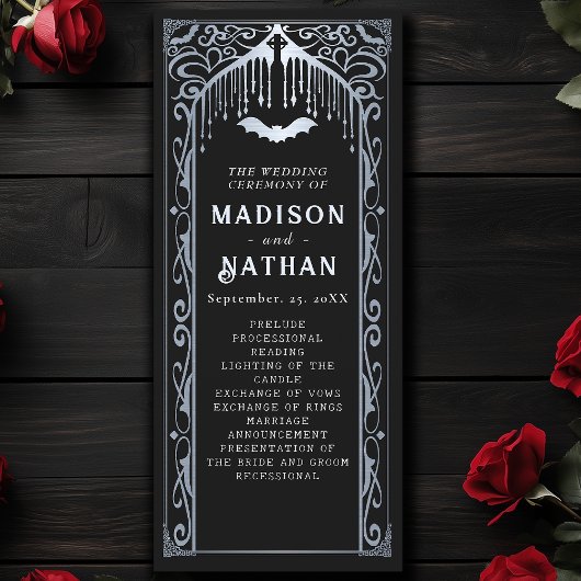 Silberne Vampir-Kathedrale Gothic-Hochzeit Programm