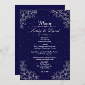 Silberne Verzierte Blumenhochzeit Menükarte (Vorne/Hinten)