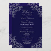 Silberne Verzierte Blumenhochzeit Programm (Vorne/Hinten)