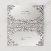 Silberne Verzierte moderne Platzkarte (Außenseite Aufgefaltet)