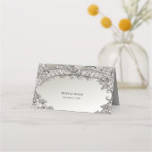 Silberne Verzierte moderne Platzkarte (Rückseite)