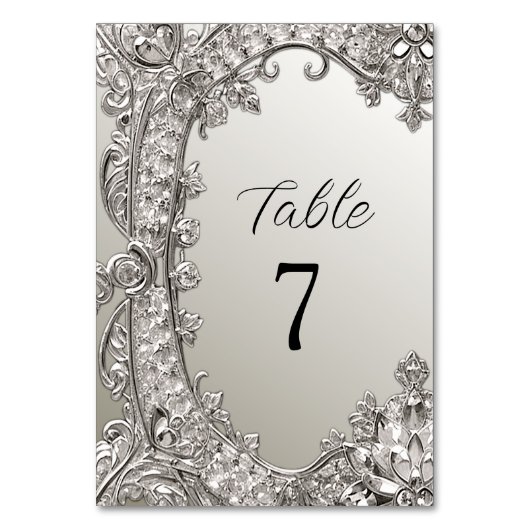Silberne Verzierte moderne Tischnummer (Vorderseite)