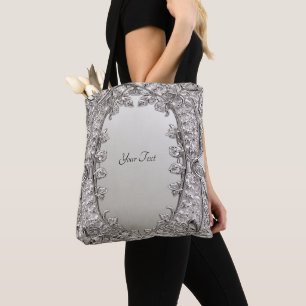 Silberne verzierte moderne Tote-Tasche Tasche