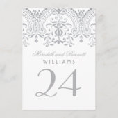 Silberne Vintage Glamour Hochzeit Tischnummer (Rückseite)