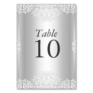 Silberne Vintage Glamour Hochzeit Tischnummer