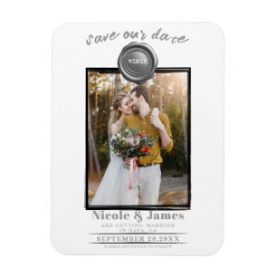 Silberne Wachssiegel-Foto-Hochzeit - Terminankündi Magnet