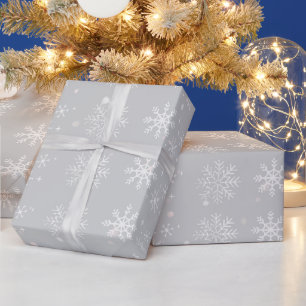 Silberne Weihnachts-Schneeflocken Geschenkpapier