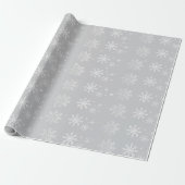 Silberne Weihnachts-Schneeflocken Geschenkpapier (Ungerollt)