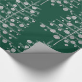 Silberne Weihnachtsbaumen beladen mit Ornamenten g Geschenkpapier (Ecke)