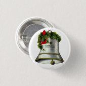 Silberne Weihnachtsglocke Button (Vorne & Hinten)