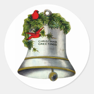 Silberne Weihnachtsglocke Runder Aufkleber