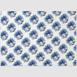 Silberne Weihnachtsglocken mit Blue Bow Seidenpapier
