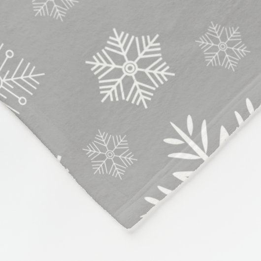 Silberne Weihnachtsschneeflocke-personalisierter Fleecedecke (Ecke)