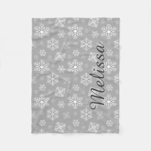 Silberne Weihnachtsschneeflocke-personalisierter Fleecedecke (Vorderseite)