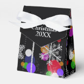 Silberne Weihnachtsschneeflocken auf schwarz Geschenkschachtel (Vorderseite)