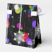 Silberne Weihnachtsschneeflocken auf schwarz Geschenkschachtel (Rückseite)