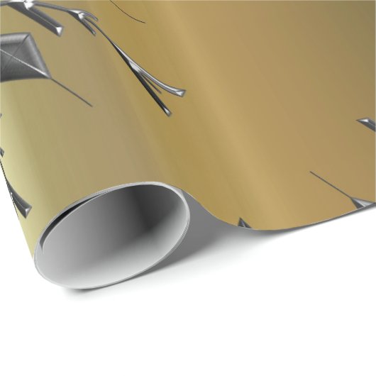 Silberne Weihnachtsstars Geschenkpapier (Rolleneckpunkt)