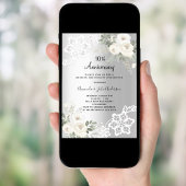 Silberne weiße Flora 10. Hochzeitstag Einladung