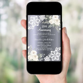 Silberne weiße Flora 25. Hochzeitstag Einladung