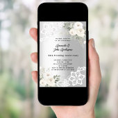 Silberne weiße Flora 25. Hochzeitstag Einladung