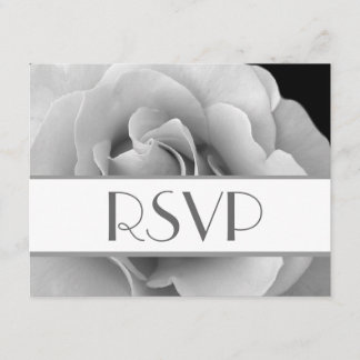 Silberne White Rose UAWG Wedding Response Card RSVP Karte