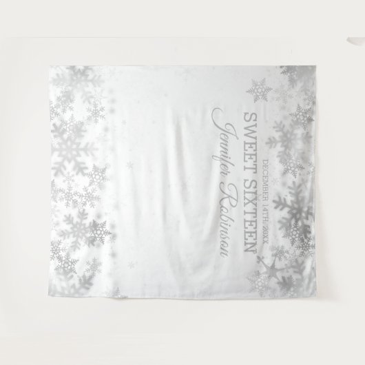 Silberne Winter-Schneeflocken des Wandteppich (Vorderseite (Horizontal))