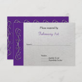Silberne Wirbel auf Lila (Farbe ändern) Hochzeitsr Einladung (Vorne/Hinten)