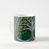 Silberne Wurzeln der Ewigkeit – Baum des Lebens. Kaffeetasse (Vorderseite Links)