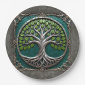 Silberne Wurzeln der Ewigkeit – Baum des Lebens. Pappteller (Vorderseite)