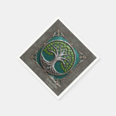 Silberne Wurzeln der Ewigkeit – Baum des Lebens. Serviette (Ecke)
