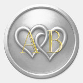 Silberne zweifach verschlungene Monogramm-Hochzeit Runder Aufkleber (Vorderseite)
