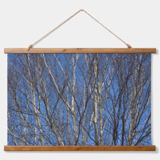 Silberne Zweige 02 Wandteppich Mit Holzrahmen