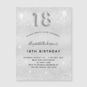 Silbernen Glitzer-Einladungsmagnet zum 18. Geburts Magnetkarte (Vorderseite)