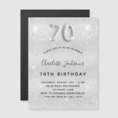 Silbernen Glitzer-Einladungsmagnet zum 70. Geburts Magnetkarte (Vorne/Hinten)