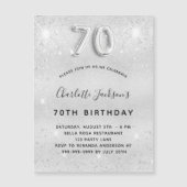 Silbernen Glitzer-Einladungsmagnet zum 70. Geburts Magnetkarte (Vorderseite)