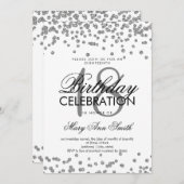 Silberner 18. Geburtstag Glitzer Confetti White Einladung (Vorne/Hinten)