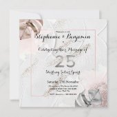 Silberner 25. Hochzeitstag Eleganter Glitzer Einladung (Vorderseite)