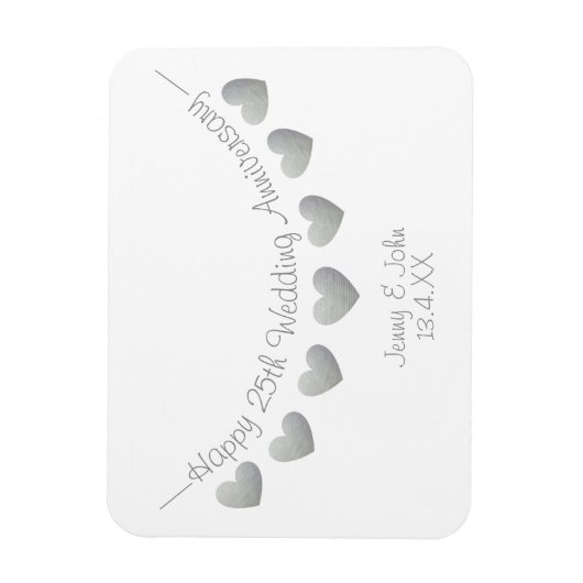 Silberner 25. Hochzeitstag Geschenkmagne Magnet (Vertikal)