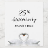 Silberner 25. Hochzeitstag Liebe Weinetikett (Einzelnes Label)