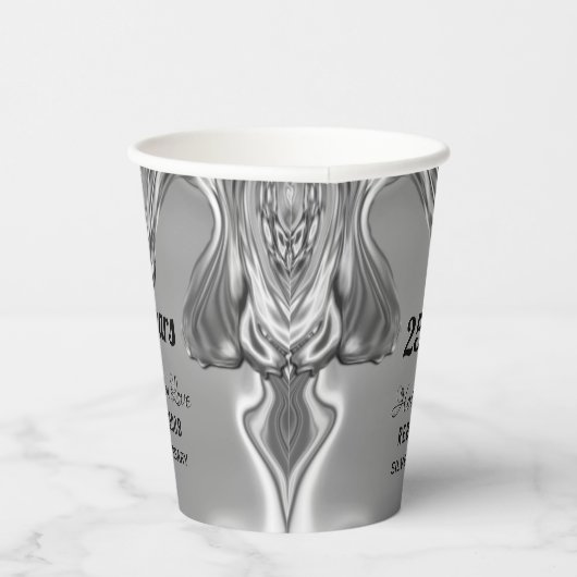 Silberner 25. Hochzeitstag Pappbecher (Rechts)