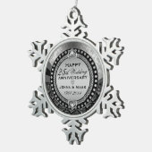 Silberner 25. Hochzeitstag Schneeflocken Zinn-Ornament (Rechts)