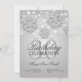 Silberner 30. Geburtstag Winter Glitzer Glam Einladung (Vorderseite)