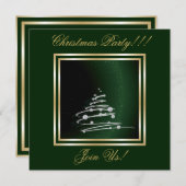 Silberner Abstrakter Weihnachtsbaum auf Grün Einladung (Vorne/Hinten)