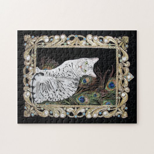 Silberner Ägypter Mau Puzzle (Horizontal)