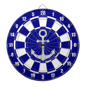 Silberner Anker auf navyblau-weißem Dartbrett Dartscheibe