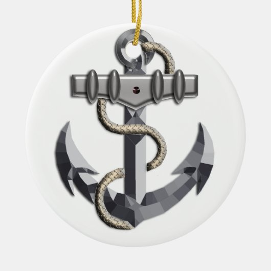 Silberner Anker Keramik Ornament (Vorne)